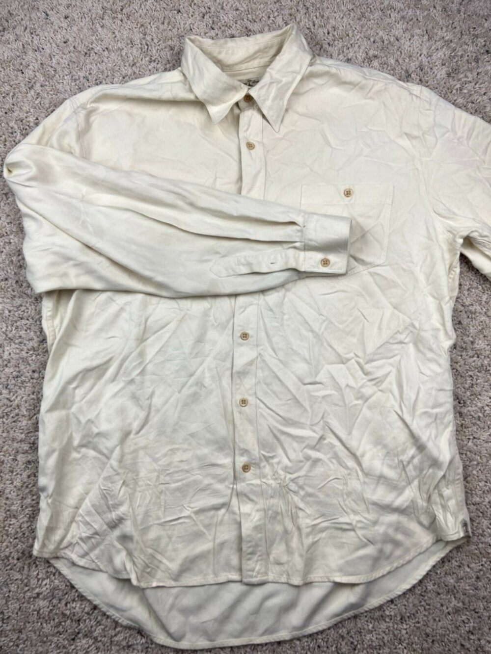 Tommy Bahama Mens Button Up Camp Shirt Large All Silk Long Sleeve Pale Yellow ** - Picture 3 of 11